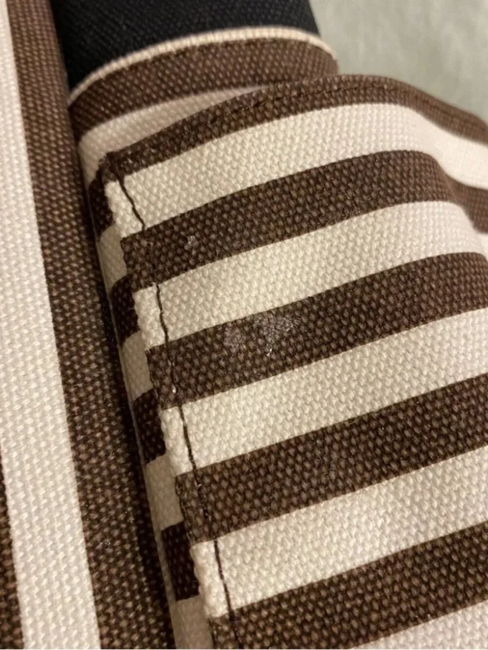 Henri Bendel black white brown striped canvas backpack large
